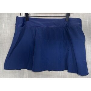 Lands End Women's Navy Pleated Swim Skirt Skort Bottoms Shorts Size 14 Swimsuit
